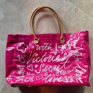 Victoria's Secret Fuchsia and Tan Tote Bag